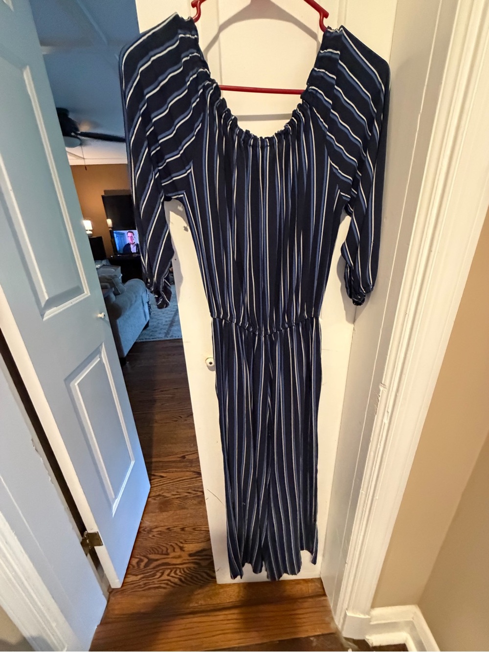 Hollister Navy Blue Striped One-Shoulder Jumpsuit, M, NWOT - Picture 8 of 9